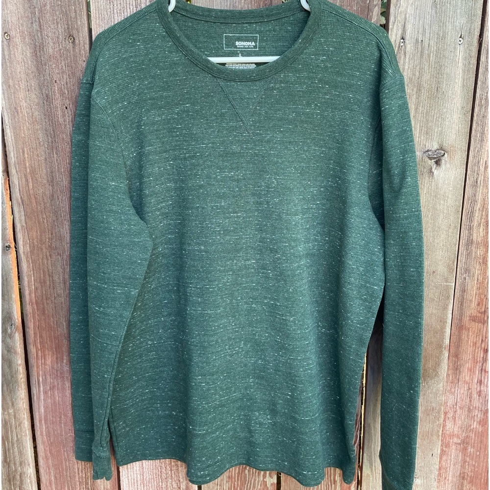 Sonoma Green Pullover "Sweatshirt" like Shirt  Long Sleeve . Size Large